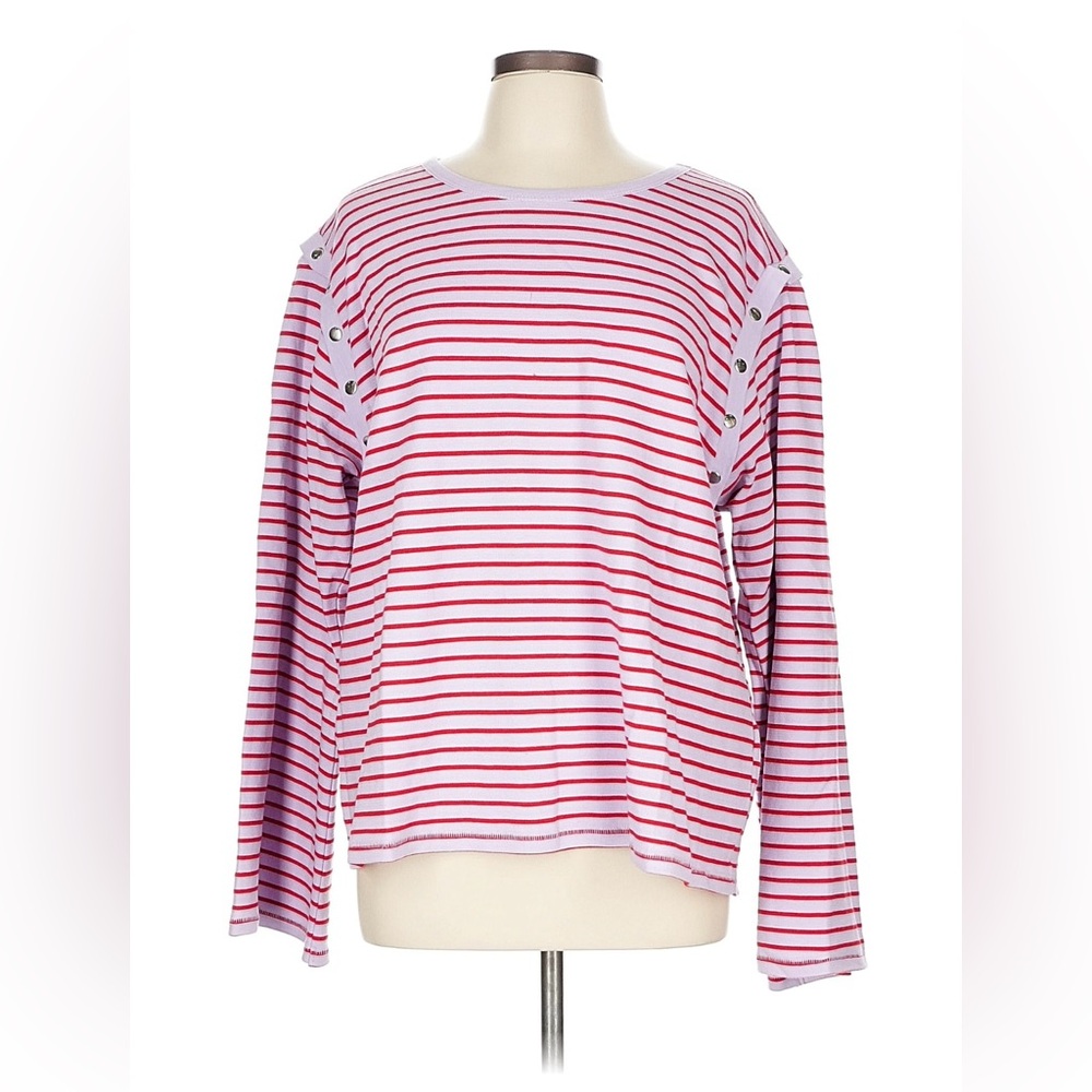 Anthropologie Maeve Lavender and Red Striped Top - Picture 3 of 12